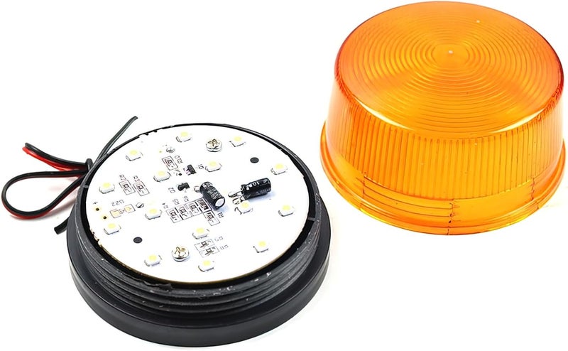 Lelukee Orange Strobe Beacon Light, 2pcs DC 12V Flashing Light Rainproof Yellow Led Alarm Signal for Field Work Snowplow Outdoor Work Home Security System Etc. (Yellow) - Image 5